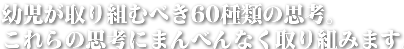 幼児が取り組むべき60種類の思考。 これらの思考にまんべんなく取り組みます。